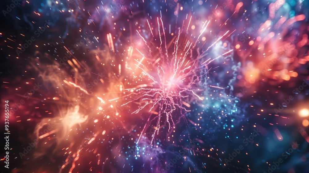 Fireworks Display in the Night Sky.