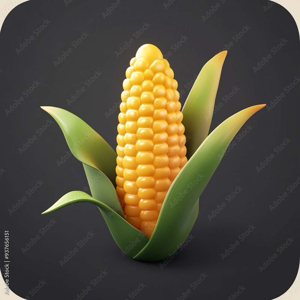 Obraz premium 3D Corn Icon: Vegetable and Agricultural Crop Illustration Logo