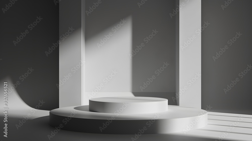 Monochrome scene depicting a minimalistic gypsum podium AI generated illustration Monochrome scene depicting a minimalistic gypsum podium AI generated illustration