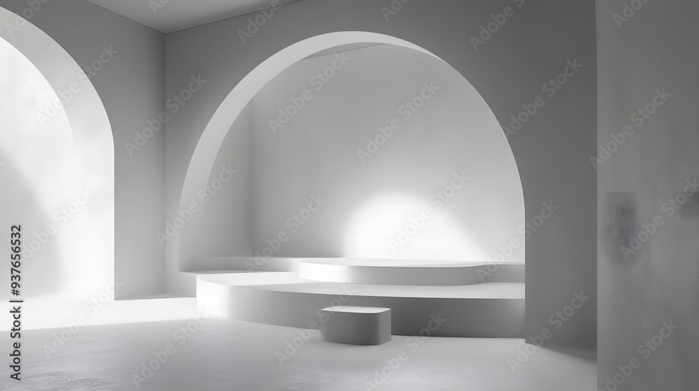 Monochrome scene depicting a minimalistic gypsum podium AI generated illustration Monochrome scene depicting a minimalistic gypsum podium AI generated illustration