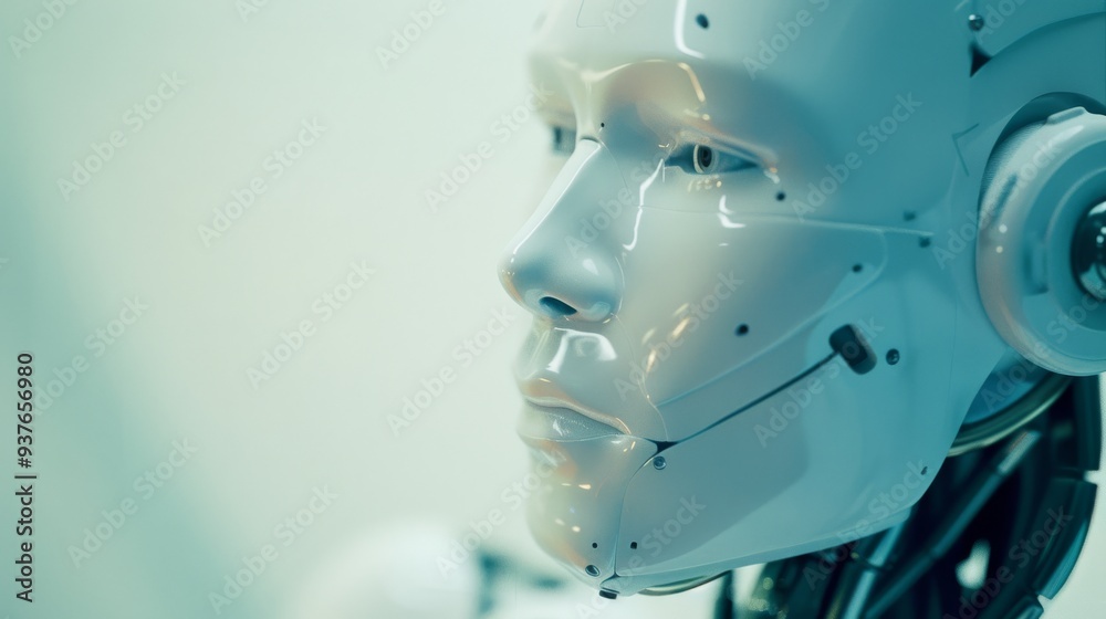A high-definition shot of a robotic face, featuring sleek, polished surfaces and detailed components, symbolizing cutting-edge innovation and futuristic technology. A high-definition shot of a robotic face, featuring sleek, polished surfaces and detailed components, symbolizing cutting-edge innovation and futuristic technology.