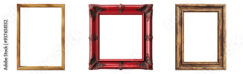 Assorted picture frames isolated on transparent background