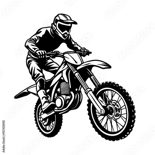 modern dirt bike jump with rider racing really silhouette vector illustration