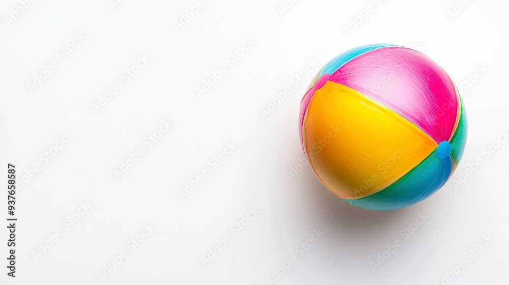 A colorful inflatable beach ball on a white background. A colorful inflatable beach ball on a white background.