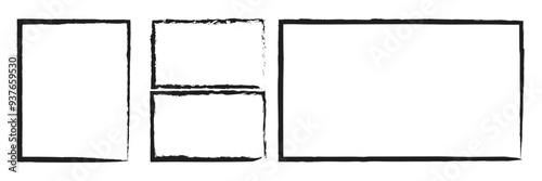 Hand drawn sketch frame vector. Simple doodle rectangle pencil frame border shape. Hand drawn doodle scribble border element for text quote template. 