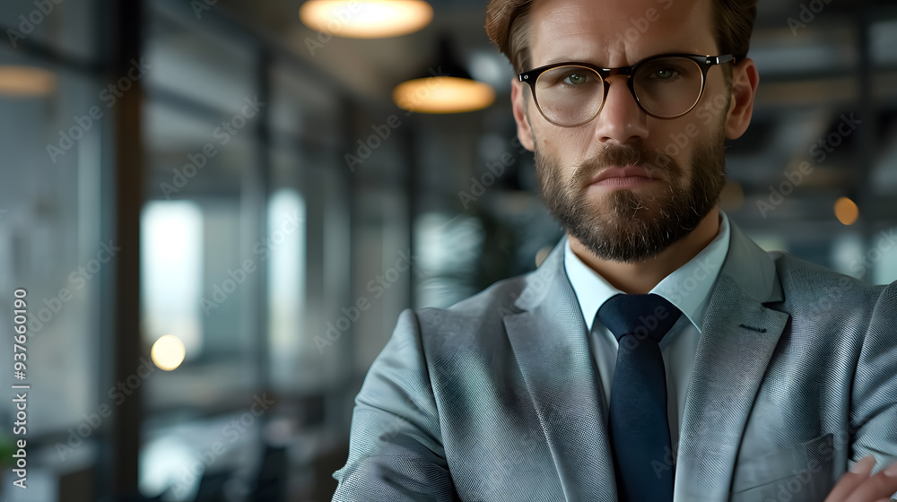 Fototapeta premium Successful business man looking at camera in office
