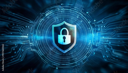Digital security and privacy background. Cyber and crypto security shield. Generated image