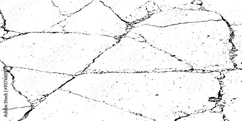 Crack vector set. Grunge urban graphic elements of rough surface. Dust overlay distress grained texture. One color graphic resource. The cracks texture white and black. Vector background. 