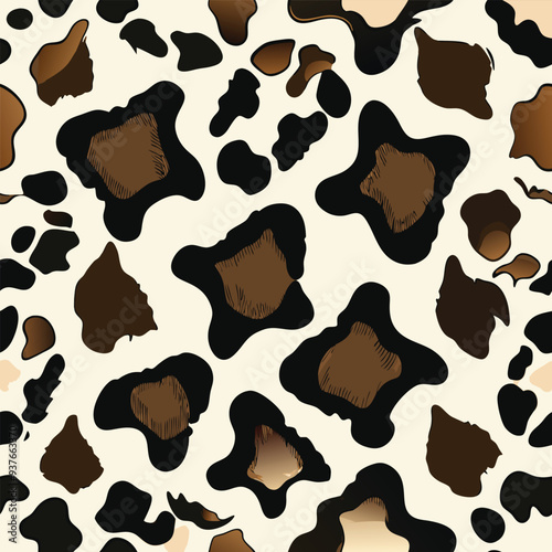 Cowhide Skin Print Pattern – Seamless Vector Design with Realistic Cattle Hide Texture for Western Style, Fabric, Fashion, and Background Use in Digital and Print Projects