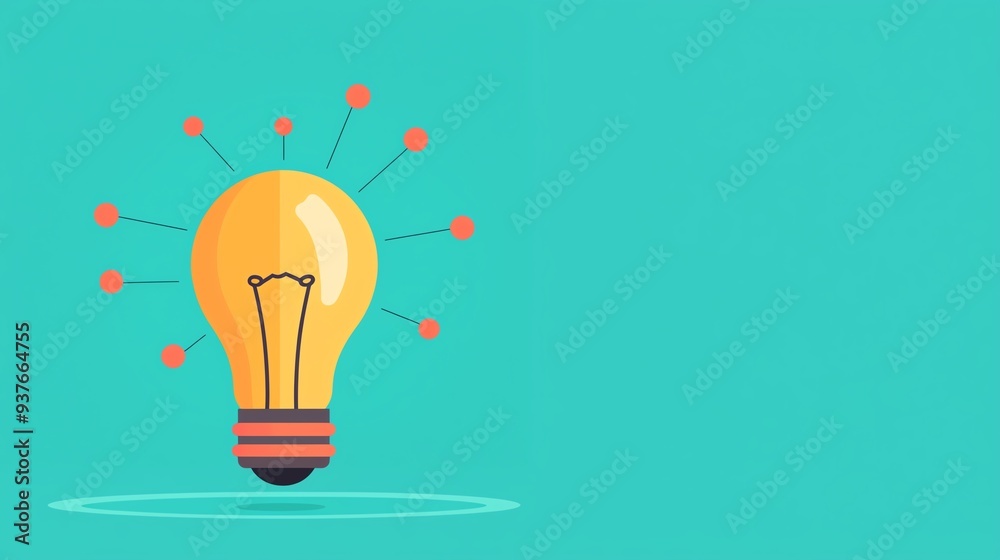 Light bulb with connected dots, insight and interconnected growth, flat design illustration Light bulb with connected dots, insight and interconnected growth, flat design illustration