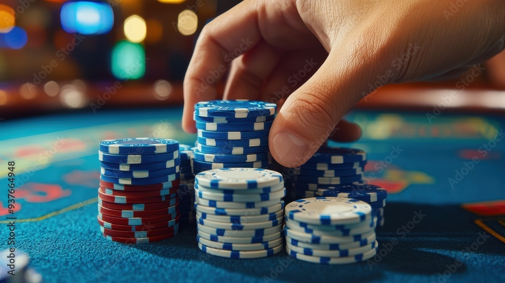 The Hand Stacking Casino Chips The Hand Stacking Casino Chips