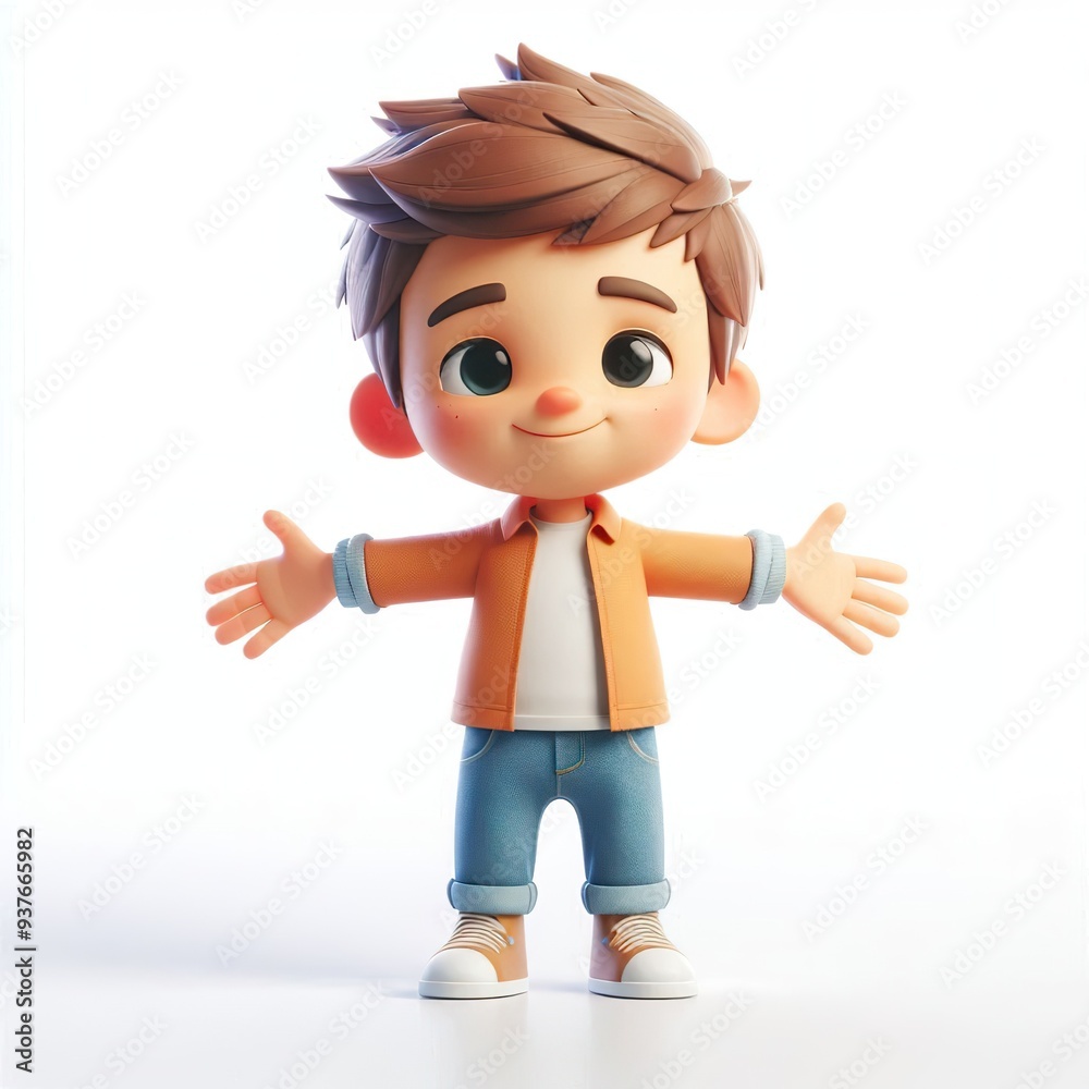 A cartoon child standing with arms outstretched, ready for a hug A cartoon child standing with arms outstretched, ready for a hug