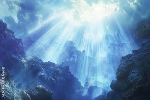Heavenly Light Streaming Through Mountainous Landscape