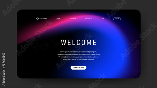 Abstract wave futuristic design of landing page. gradient mesh website design