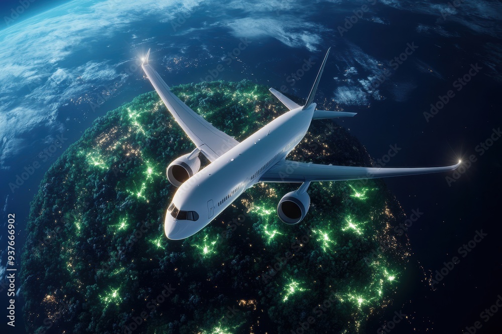 Fototapeta premium The advanced aerospace industry is leveraging sustainable technologies to significantly reduce its carbon footprint