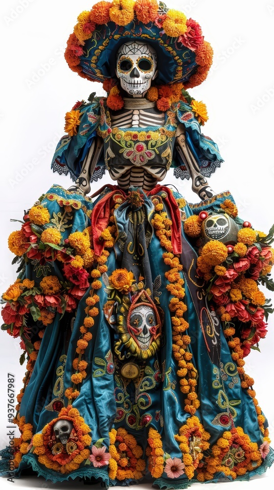 Day of the Dead Skeleton Woman in Traditional Dress. Day of the Dead Skeleton Woman in Traditional Dress.