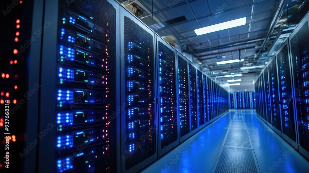 Fototapeta premium Quantum computing cluster powering advanced algorithmic trading strategies