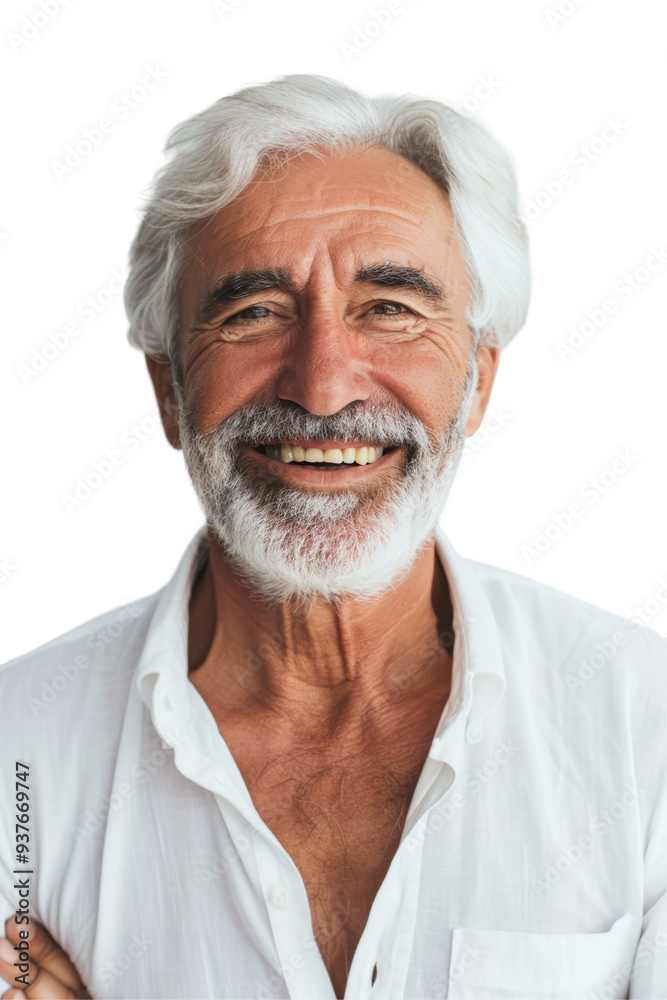 Close-up portrait of an older man with white hair and a gentle smile, isolated on white. Emphasizes wisdom, experience, and contentment.
Close-up portrait of an older man with white hair and a gentle smile, isolated on white. Emphasizes wisdom, experience, and contentment.