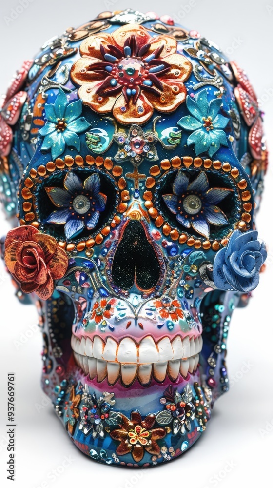 Decorated Sugar Skull with Flowers. Decorated Sugar Skull with Flowers.