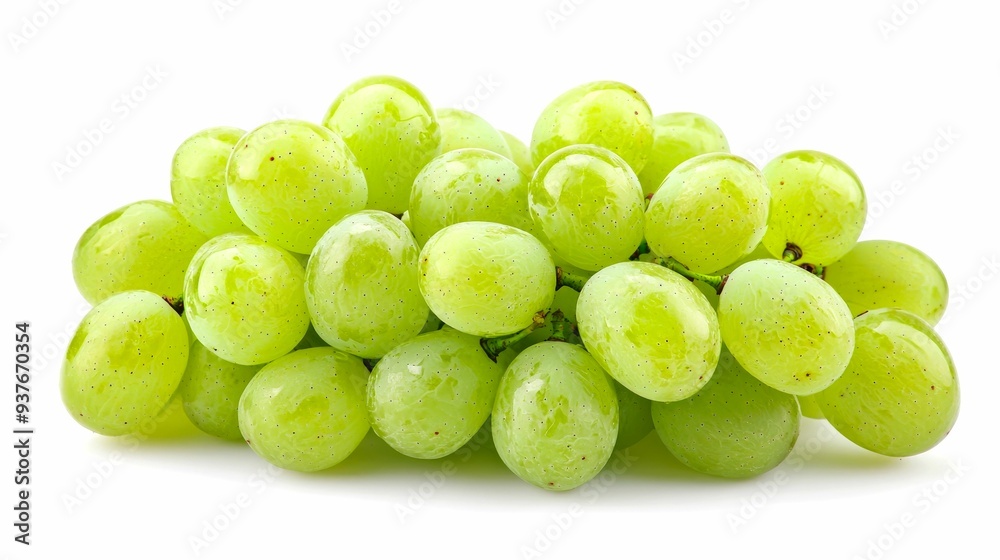 A Bunch of Green Grapes Isolated on White Background A Bunch of Green Grapes Isolated on White Background