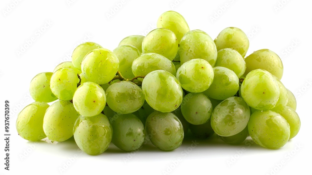 A Cluster of Green Grapes Isolated on a White Background A Cluster of Green Grapes Isolated on a White Background