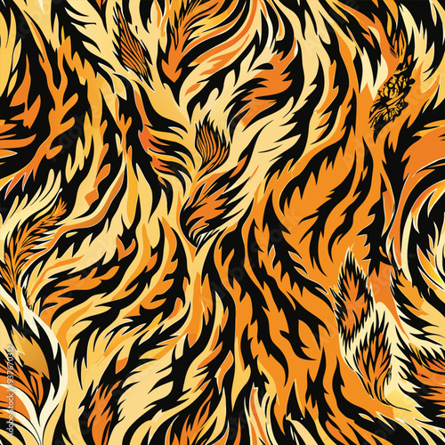 Seamless Tiger Skin Vector Background – Wild Animal Fur Pattern for Fashion, Fabric, Textiles, and Digital Design with High-Quality Exotic Jungle Texture