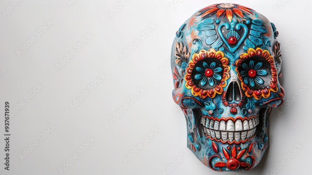 Decorated Sugar Skull on White Background. Decorated Sugar Skull on White Background.