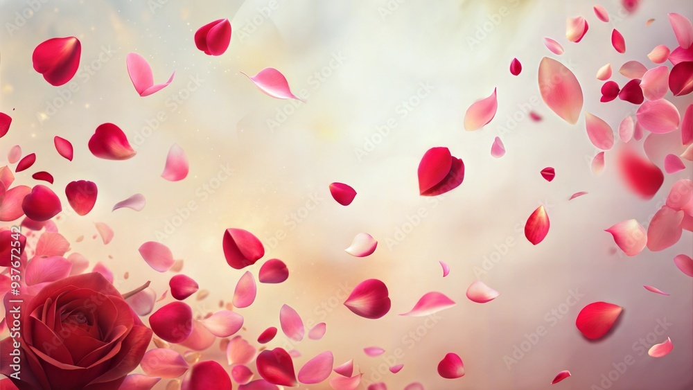 Floating pink rose petals on soft background with copy space Floating pink rose petals on soft background with copy space