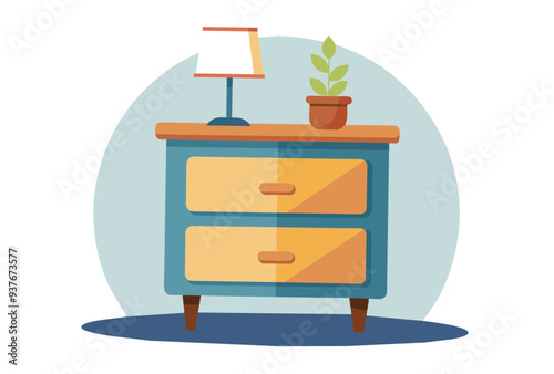  Furniture nightstand vector art illustration