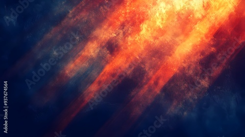 Abstract Digital Painting of Red, Orange, and Yellow Hues on a Dark Blue Background photo