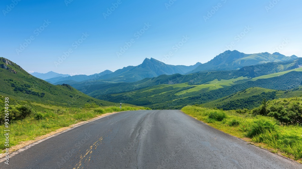Mountain Road Overlooking Lush Green Valley