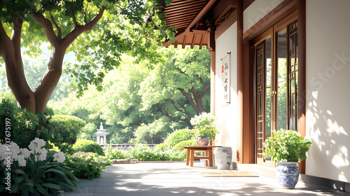 Fototapeta Naklejka Na Ścianę i Meble -  Chinese traditional house with garden
