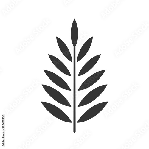 Elegant branch with leaves icon in silhouette. Symbol for organic herbal products, pharmacy, spring concept. For web design, decoration, stamp, logo idea, mobile app. Isolated vector illustration