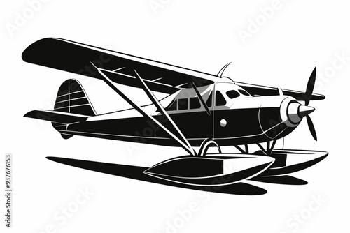 seaplane silhouette vector illustration