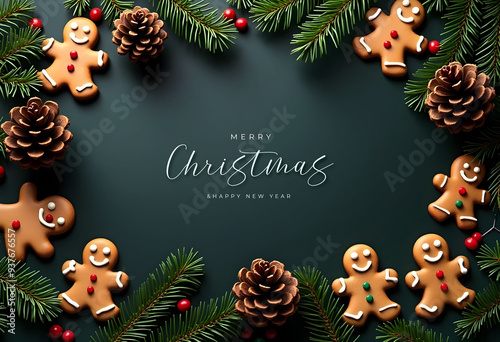 Nice christmas greeting card on geen background