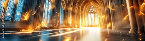 Golden Light in a Gothic Hallway.