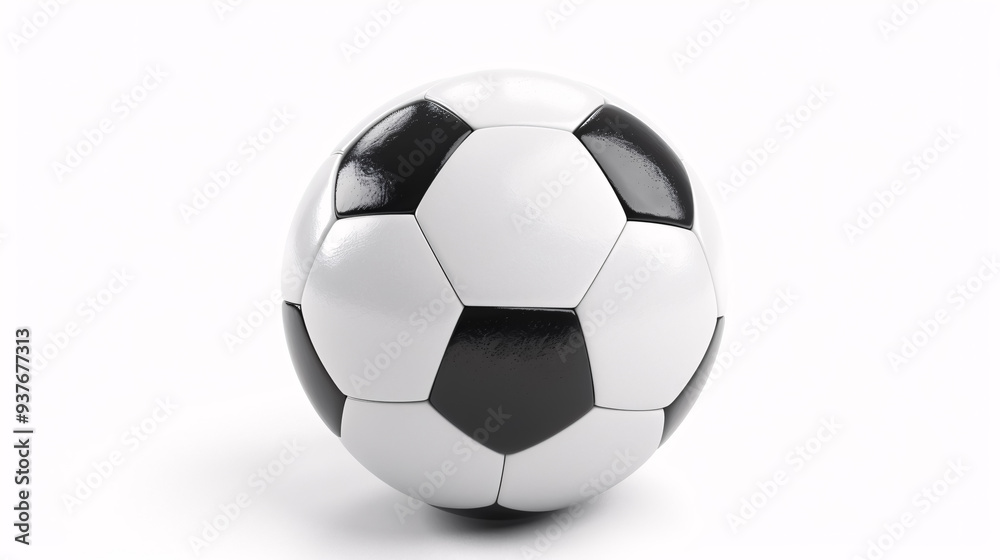 White with Black Soccer Ball: Classic design white with black soccer ball on a white background.