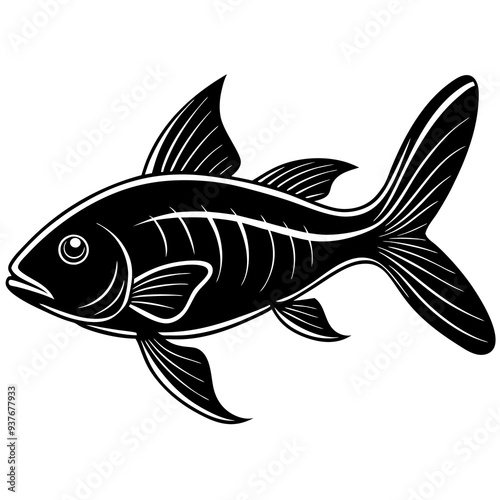 catla fish silhouette Vector