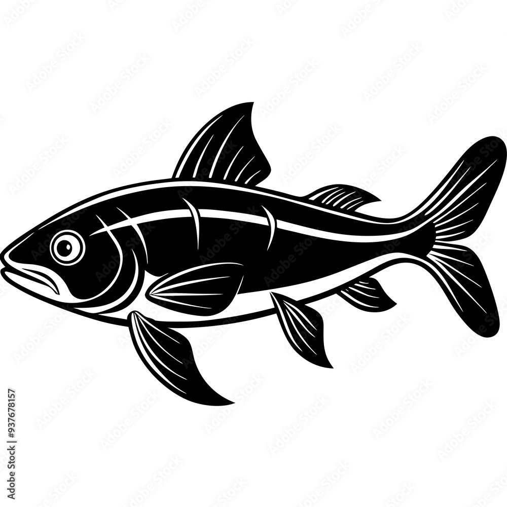 catla fish silhouette Vector catla fish silhouette Vector