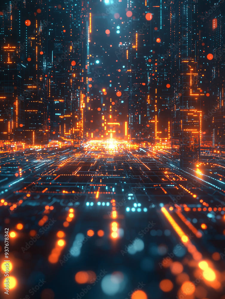 Futuristic cityscape, lights of fractal realms Futuristic cityscape, lights of fractal realms