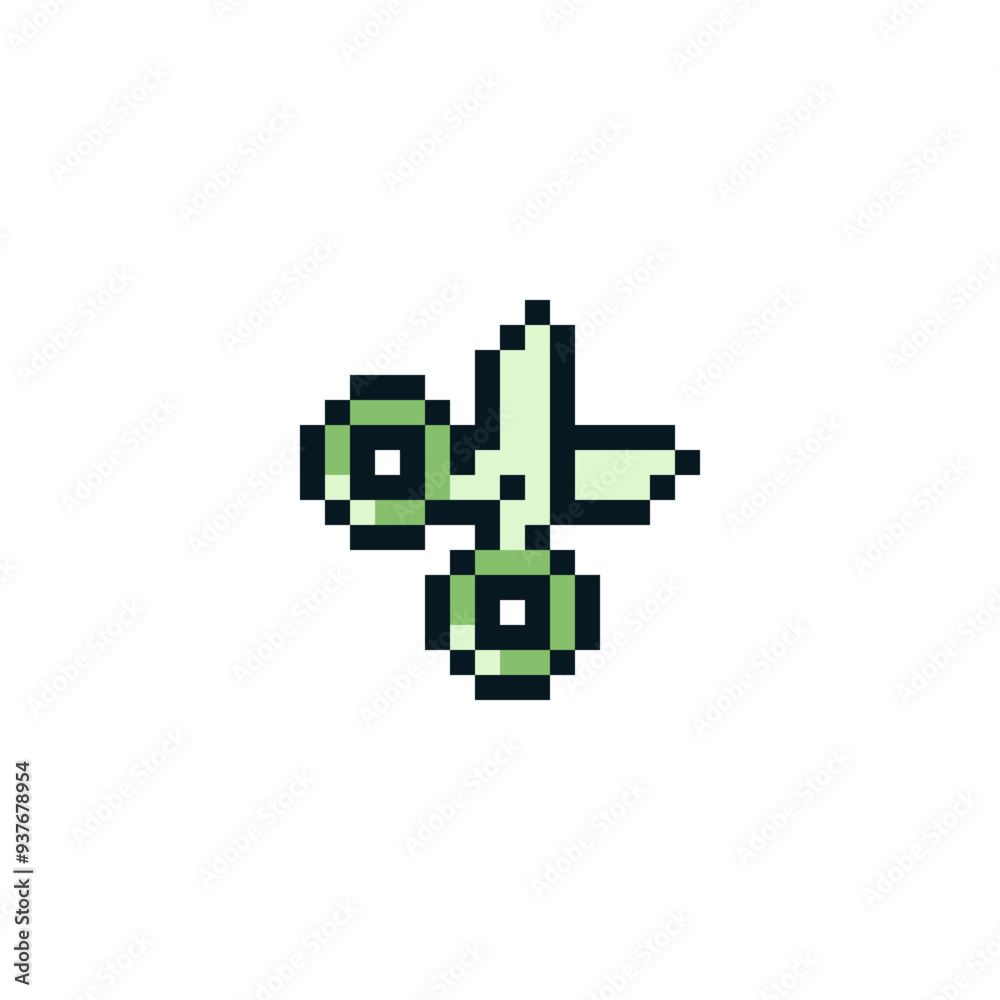 Obraz premium Scissors pixel art icon design for sticker, logo, web. Isolated on white background vector illustration.