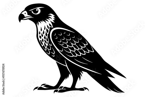 hawk bird icon side view silhouette black color vector art illustration