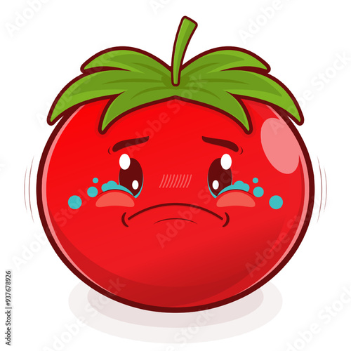 tomato crying face cartoon cute