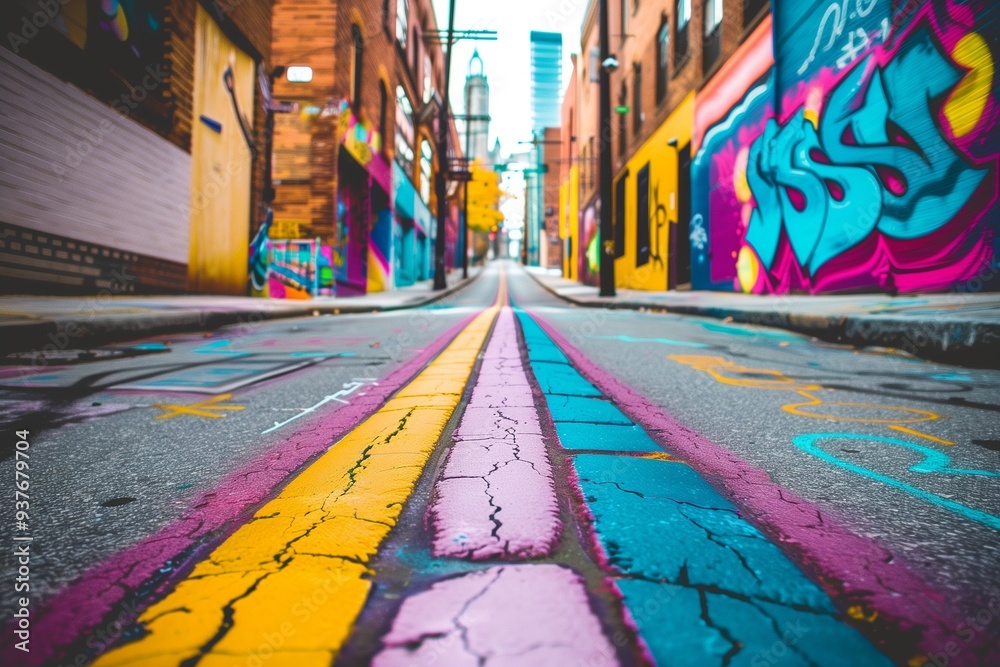 Fototapeta premium The vibrant energy of urban street art. Generative AI
