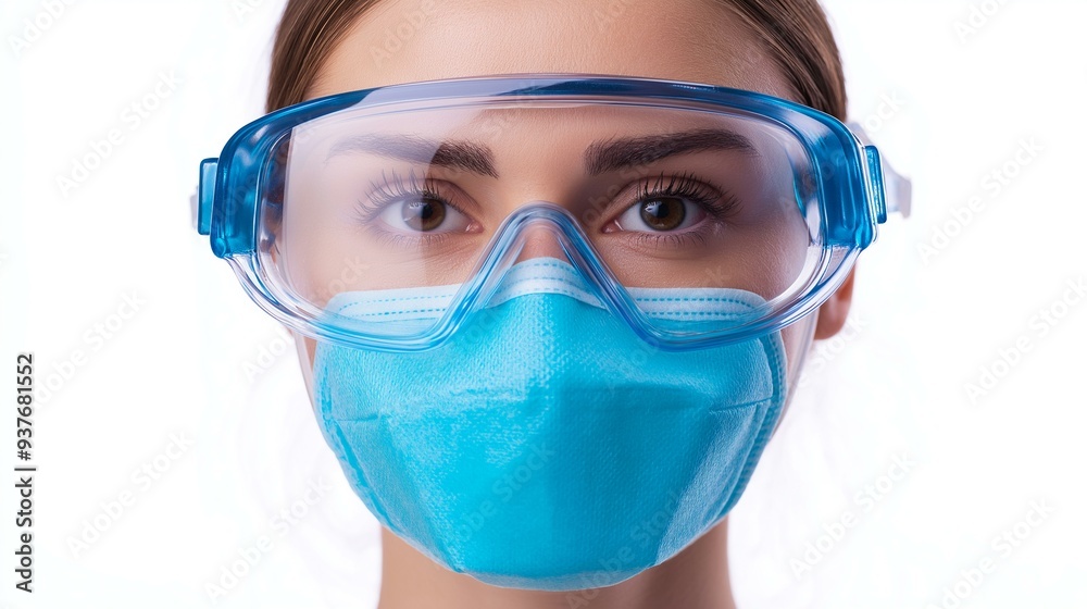 Close-Up of Medical Professional Wearing Protective Surgical Goggles and Mask