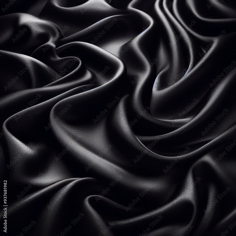 Fototapeta premium Black silk fabric texture background 