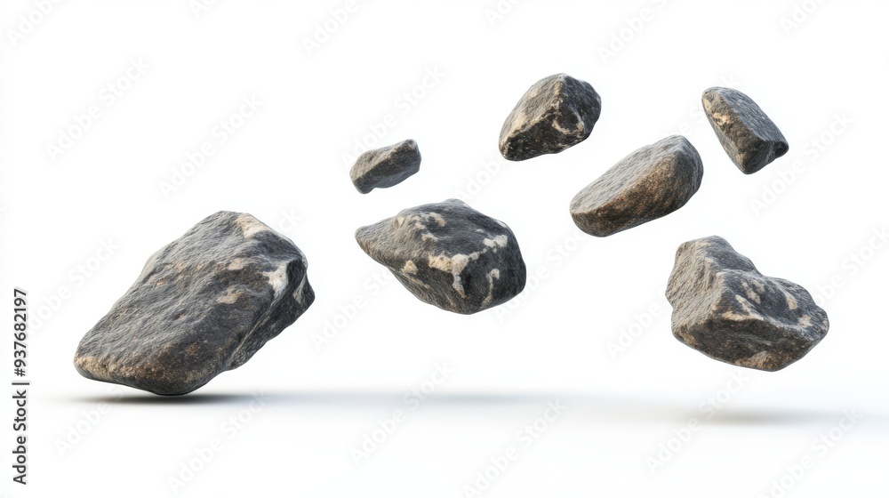Falling Stones on White Background Falling Stones on White Background