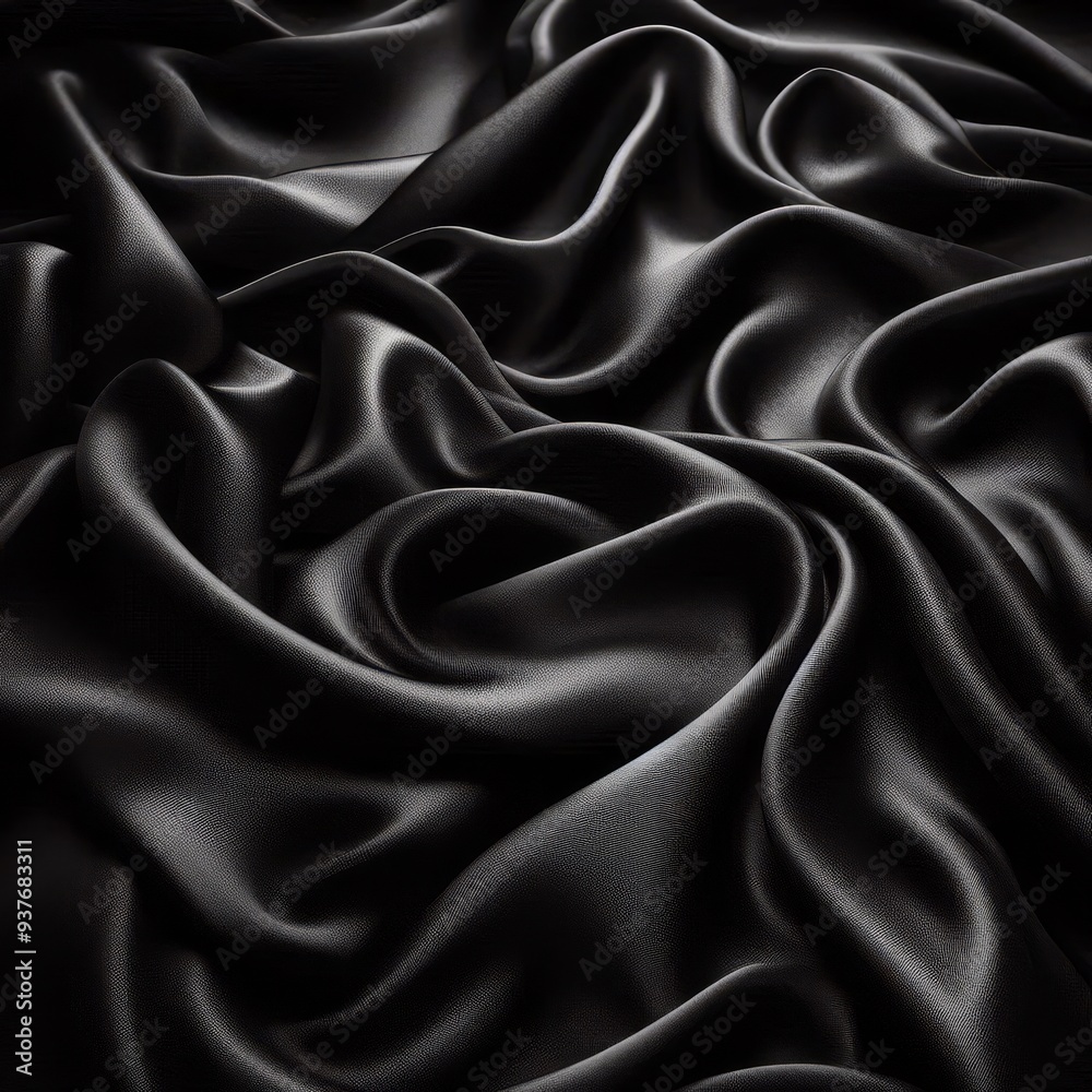 Fototapeta premium Black silk fabric texture background 