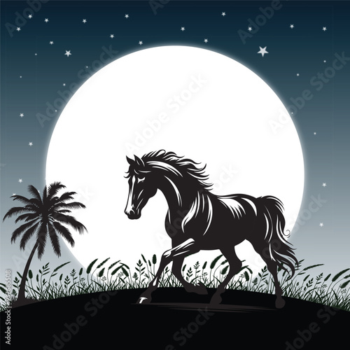 horse in the night, Vector Design 