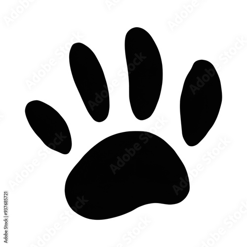 Black and white vector paw print illustration for dog icon photo